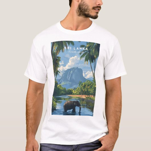 Sri Lanka Elephant River Jungle T-Shirt for Mens (Voorkant)