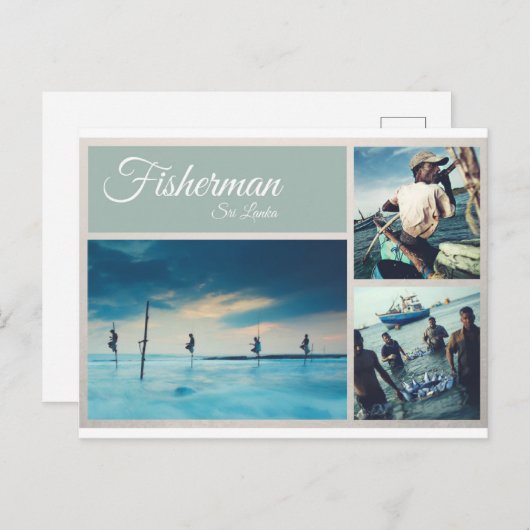 Sri Lanka Fisherman Briefkaart (Voorkant / Achterkant)