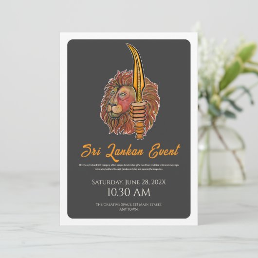 Sri Lanka Flag Lion Flat Kaart (Staand voorkant)