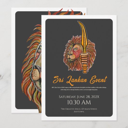 Sri Lanka Flag Lion Flat Kaart (Voorkant / Achterkant)