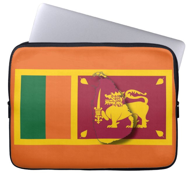 SRI LANKA Flag Map Patriotic Computer ORANJE Laptop Sleeve (Voorkant)