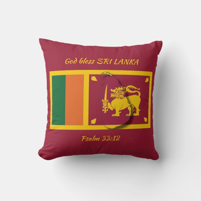 SRI LANKA FLAG Patriottic Scripting Custom BURGUND Kussen (Voorkant)