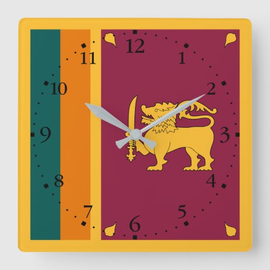 Sri Lanka Flag Vierkante Klok (Voorkant)