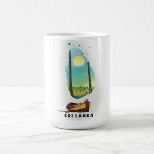 Sri Lanka geïllustreerde kaart toerisme poster. Magische Mok