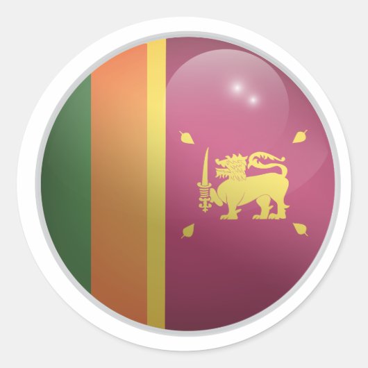 Sri Lanka Glossy Circle Vlag Ronde Sticker (Voorkant)