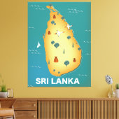 Sri Lanka kaart reisposter Canvas Afdruk (Insitu (Woonkamer))