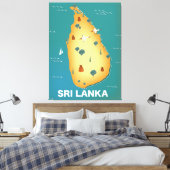 Sri Lanka kaart reisposter Canvas Afdruk (Insitu (Slaapkamer))