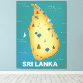 Sri Lanka kaart reisposter Canvas Afdruk (Insitu (Houten vloer))