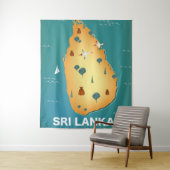 Sri Lanka kaart reisposter Flyer Wandkleed (In situ)