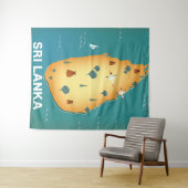 Sri Lanka kaart reisposter Flyer Wandkleed (In Situ (horizontaal))