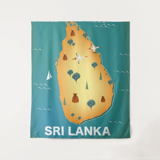 Sri Lanka kaart reisposter Flyer Wandkleed (Voorkant)