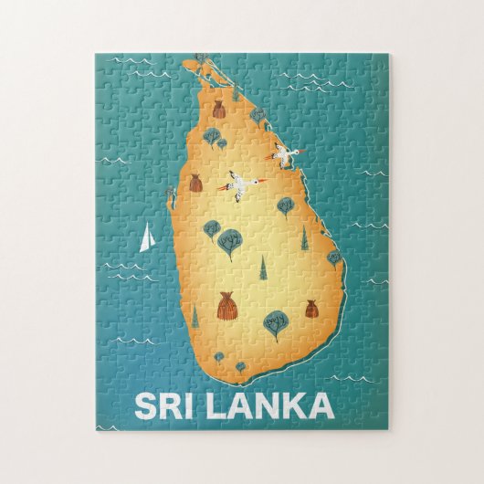 Sri Lanka kaart reisposter Legpuzzel (Verticaal)
