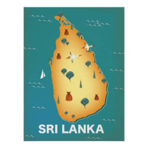Sri Lanka kaart reisposter Perfect Poster
