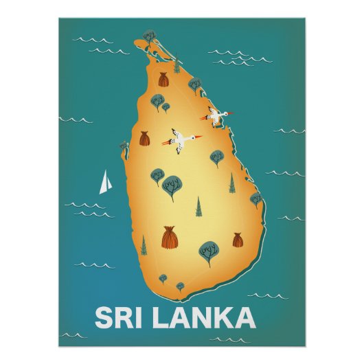 Sri Lanka kaart reisposter Perfect Poster (Voorkant)
