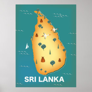 Sri Lanka kaart reisposter Poster