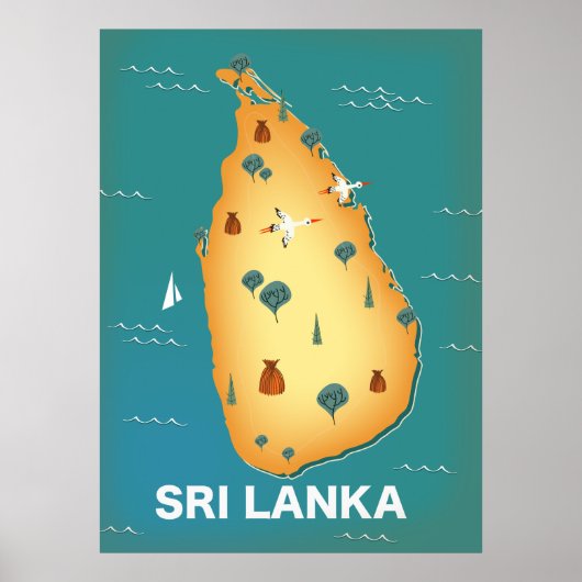 Sri Lanka kaart reisposter Poster (Voorkant)
