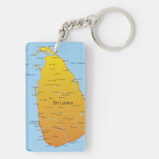Sri Lanka-kaart Sleutelhanger (achterkant)