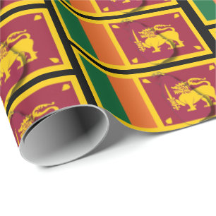 SRI LANKA-kaart   Srilankaanse vlag Cadeaupapier