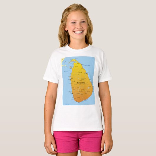 Sri Lanka-kaart T-shirt (Voorkant volledig)