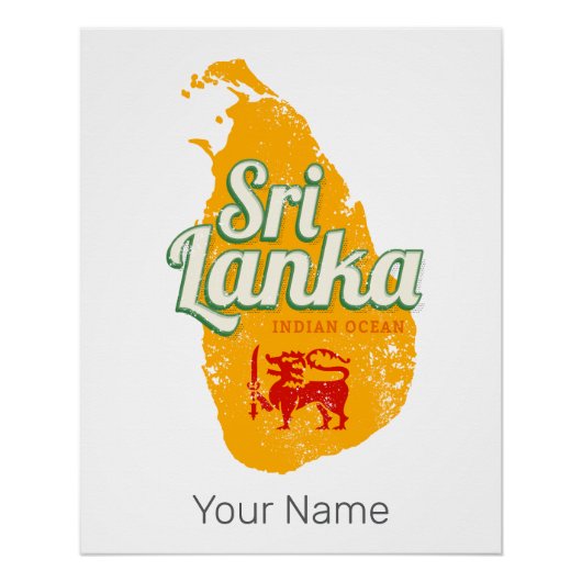 Sri Lanka Kaart  Vakantie Eiland Souvenir Perfect Poster (Voorkant)