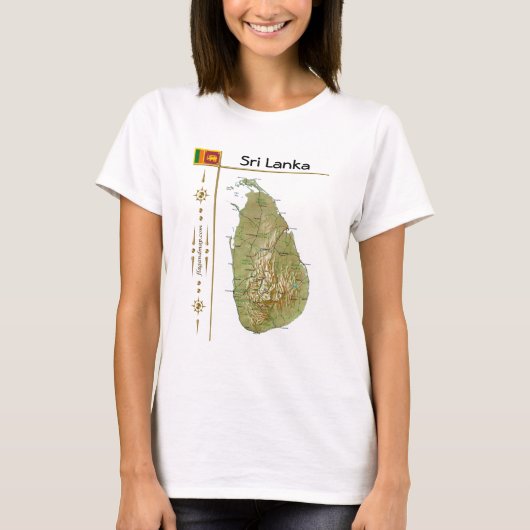 Sri Lanka - Kaart + vlag + titel T-shirt (Voorkant)