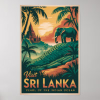 Sri Lanka Landschap Illustratie Reis Kunst Retro