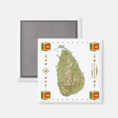 Sri Lanka Map + Flags Magnet (Voorkant / Achterkant)