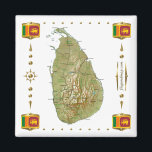 Sri Lanka Map   Flags Magnet<br><div class="desc">This design incluises a Sri Lankan map within a border featuring the national flag. The design works best on square magets. You may add your own text/graphics using the 'Customize it!' feature. © 2010 FlagAndMap. Map derived from images at: http://www.lib.utexas.edu/maps/</div>