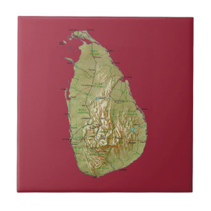 Sri Lanka Map Tile Tegeltje