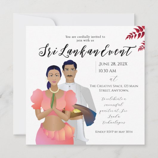 Sri Lanka Nieuwjaarsviering Save The Date (Achterkant)