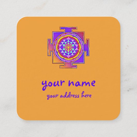 Sri Lanka - Ontwerp van het hindoeïstische symbool Vierkante Visitekaartje (Achterkant)