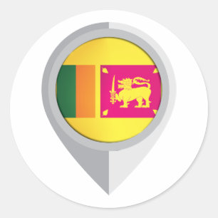 Sri Lanka PIN Locatie Vlag Ronde Sticker