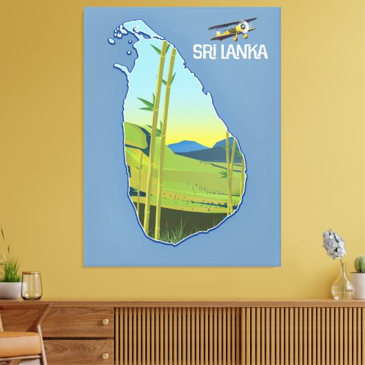Sri Lanka reiskaart Canvas Afdruk (Insitu (Woonkamer))