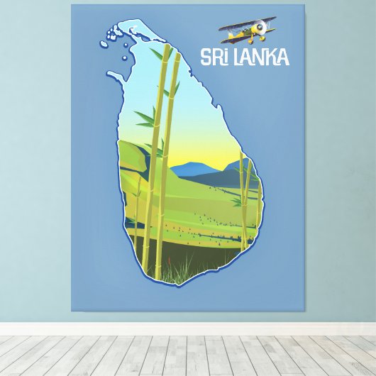 Sri Lanka reiskaart Canvas Afdruk (Insitu (Houten vloer))