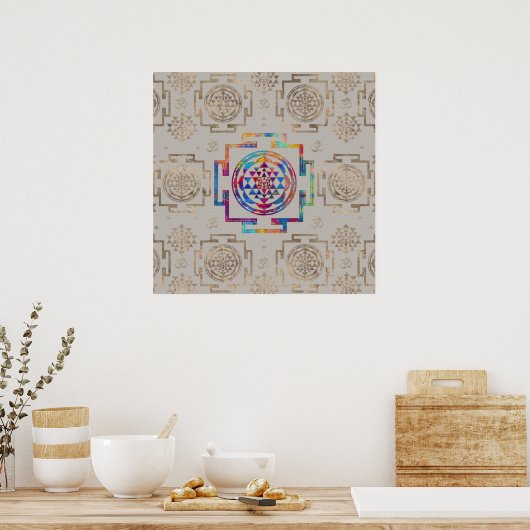 Sri Lanka / Sri Chakra in kleur op canvas Poster (Keuken)
