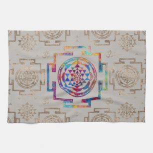 Sri Lanka / Sri Chakra in kleur op canvas Theedoek