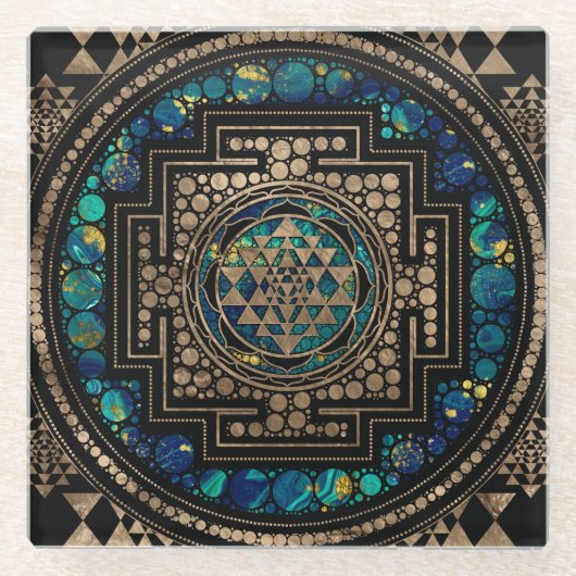 Sri Lanka / Sri Lanka Marmer en Gold Glazen Onderzetter (Voorkant)