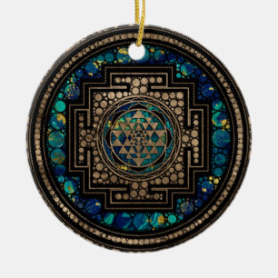 Sri Lanka / Sri Lanka Marmer en Gold Keramisch Ornament