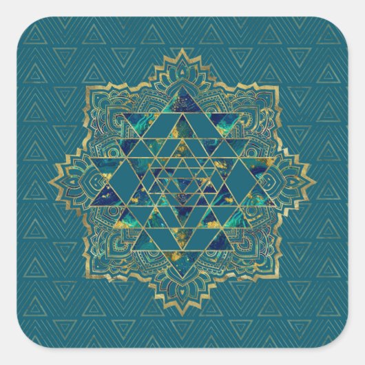 Sri Lanka, Sri Lanka, Sri Lanka, goud, marmer en B Vierkante Sticker (Voorkant)