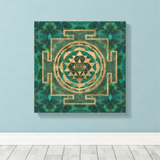 Sri Lanka/Sri Lanka/Sri Lanka Malachite en goud Canvas Afdruk (Insitu (Houten vloer))