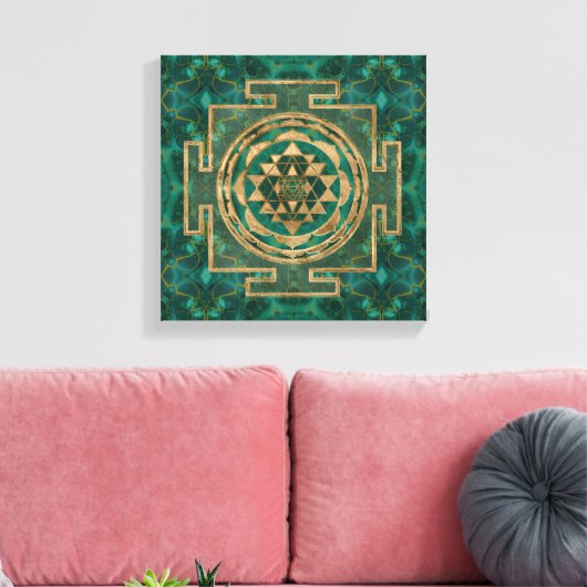 Sri Lanka/Sri Lanka/Sri Lanka Malachite en goud Canvas Afdruk (Insitu (Woonkamer))