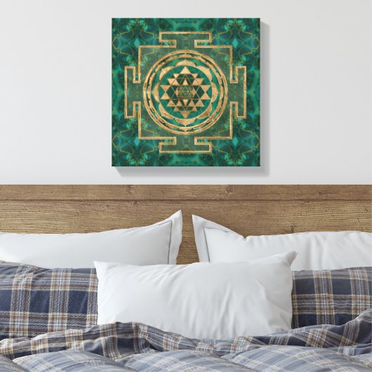 Sri Lanka/Sri Lanka/Sri Lanka Malachite en goud Canvas Afdruk (Insitu (Slaapkamer))