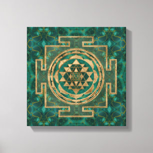 Sri Lanka/Sri Lanka/Sri Lanka Malachite en goud Canvas Afdruk