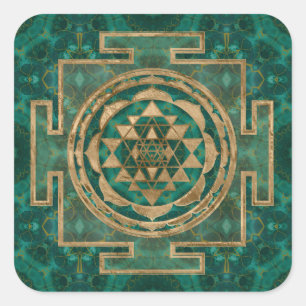 Sri Lanka/Sri Lanka/Sri Lanka Malachite en goud Vierkante Sticker