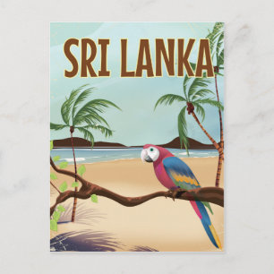Sri Lanka strand vintage reisposter Briefkaart