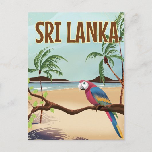 Sri Lanka strand vintage reisposter Briefkaart (Voorkant)