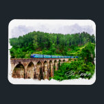 Sri Lanka Train Panorama Uitzicht Magneet<br><div class="desc">Mooie Sri Lanka Magnet met de beroemde blauwe trein en het prachtige landschap van de populaire reisbestemming. Groot toeristisch souvenir en cadeau.</div>