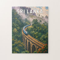 Sri Lanka Trein Illustratie Reis Kunst Vintage