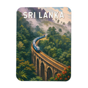 Sri Lanka Trein Illustratie Reis Kunst Vintage Magneet