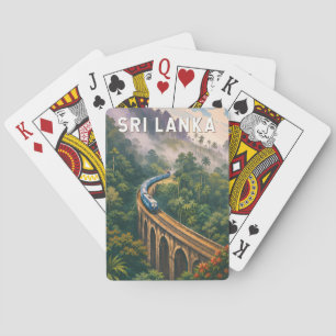 Sri Lanka Trein Illustratie Reis Kunst Vintage Pokerkaarten